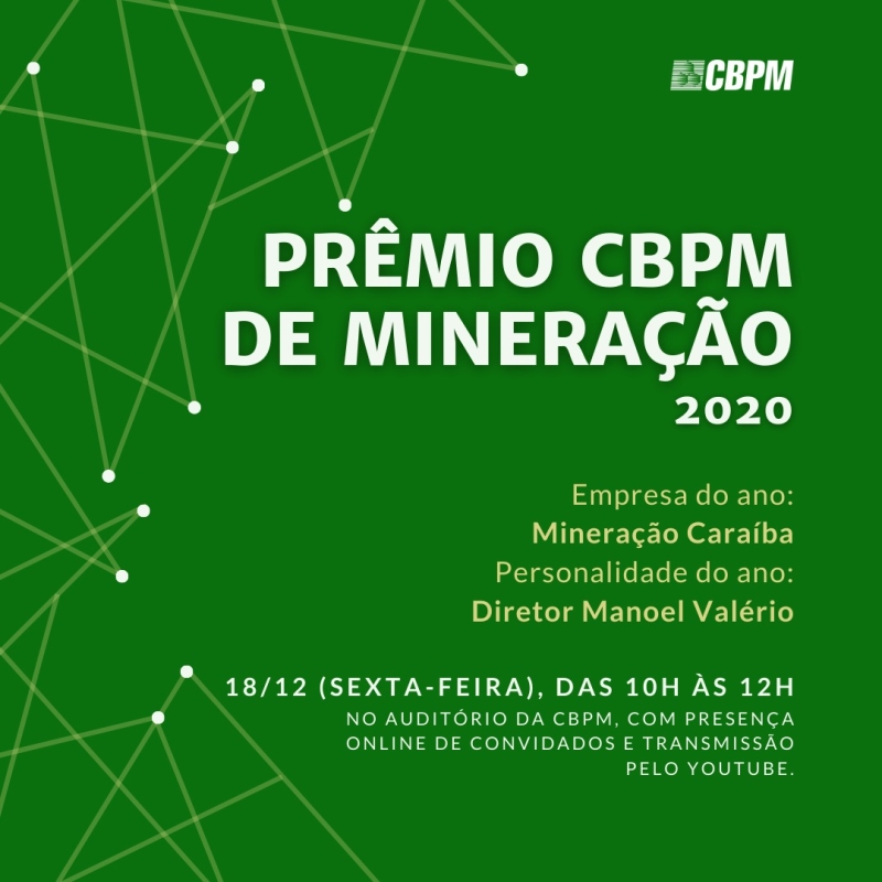 CBPM ENTREGA PRÊMIO DE EMPRESA DO ANO À MINERAÇÃO CARAÍBA