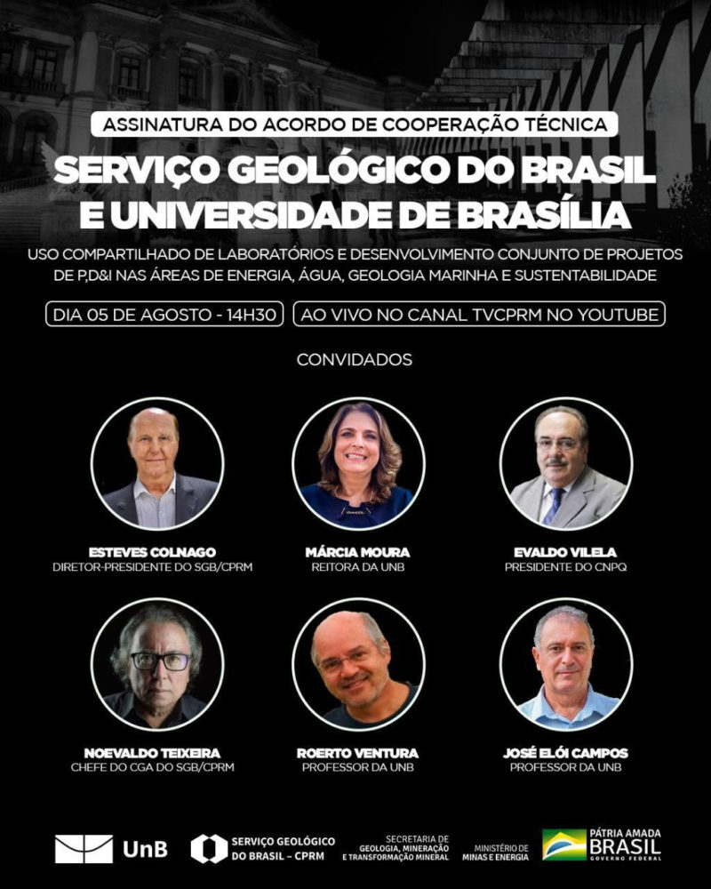 SERVIÇO GEOLÓGICO E UNB: ACORDO AMPLIA PROJETOS DE PD&I