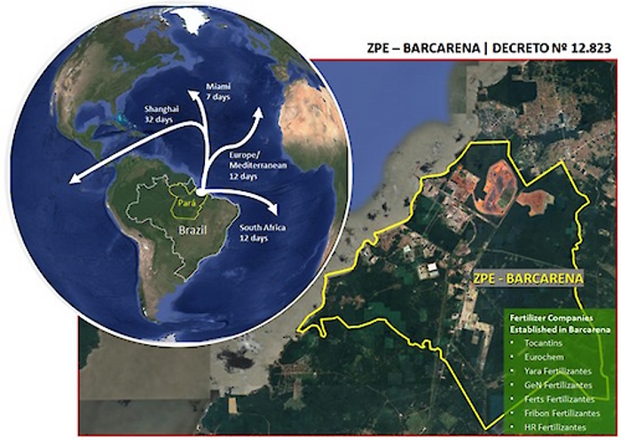 Localização da ZPE Barcarena, que tem a Bravo como empresa-âncora