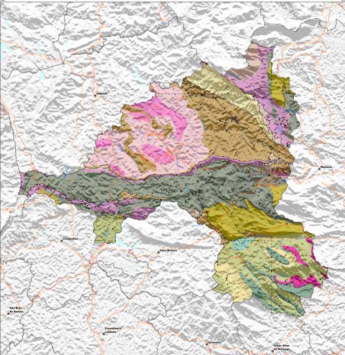 Mapa do conhecimento geológico de Ouro Preto (MG)/Fonte: SGB
